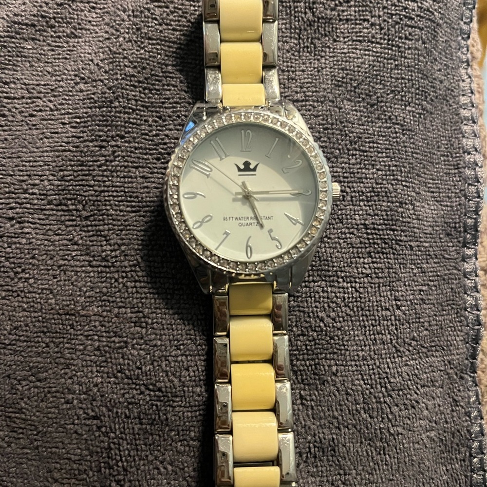 Elegant Silver and yellow Women's Watch